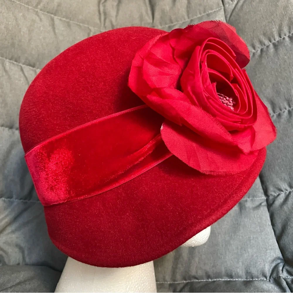 Louise Green Red Cloche Hat - Picture 2 of 7